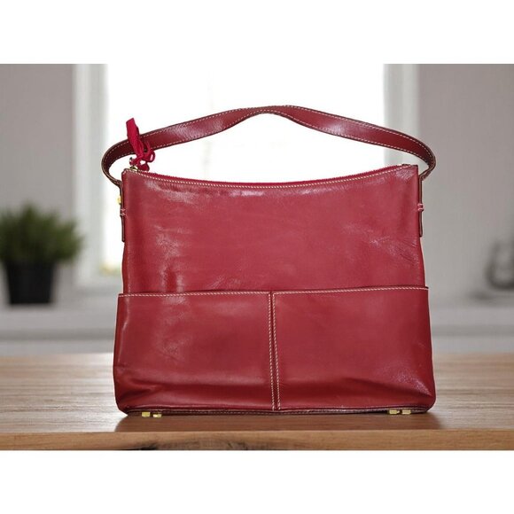 Vintage Kate Spade Red Leather Shoulder Bag, Handbag, Purse, Zip Close READ - Picture 1 of 8